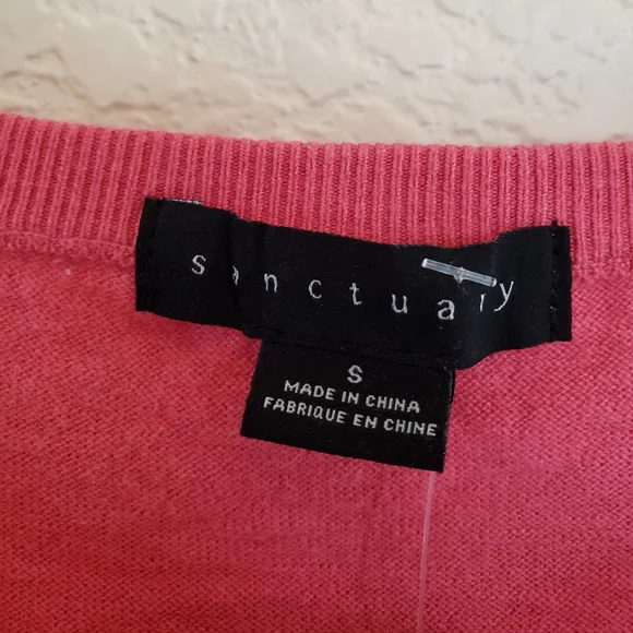 Sanctuary Coral Cotton Blend Long-Sleeve Pullover Tie-Front Sweater - Size Small - Picture 3 of 8